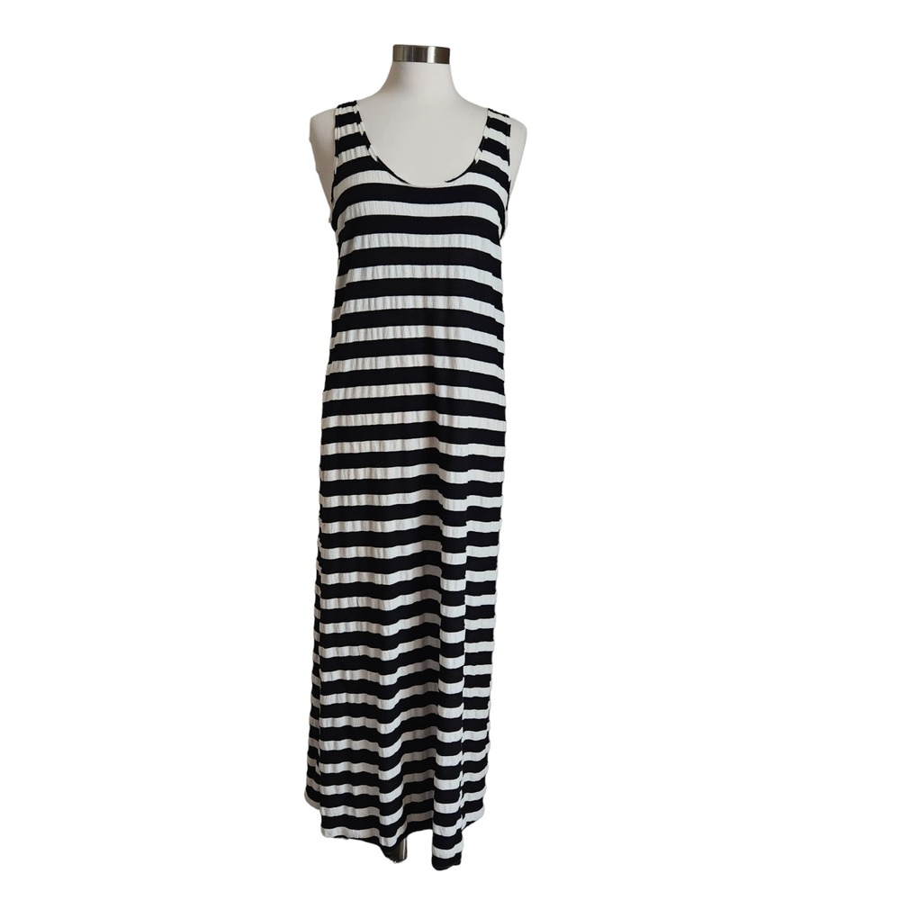 cLaeson California in me Maxi Dress Sleeveless Racerback Black White Striped M